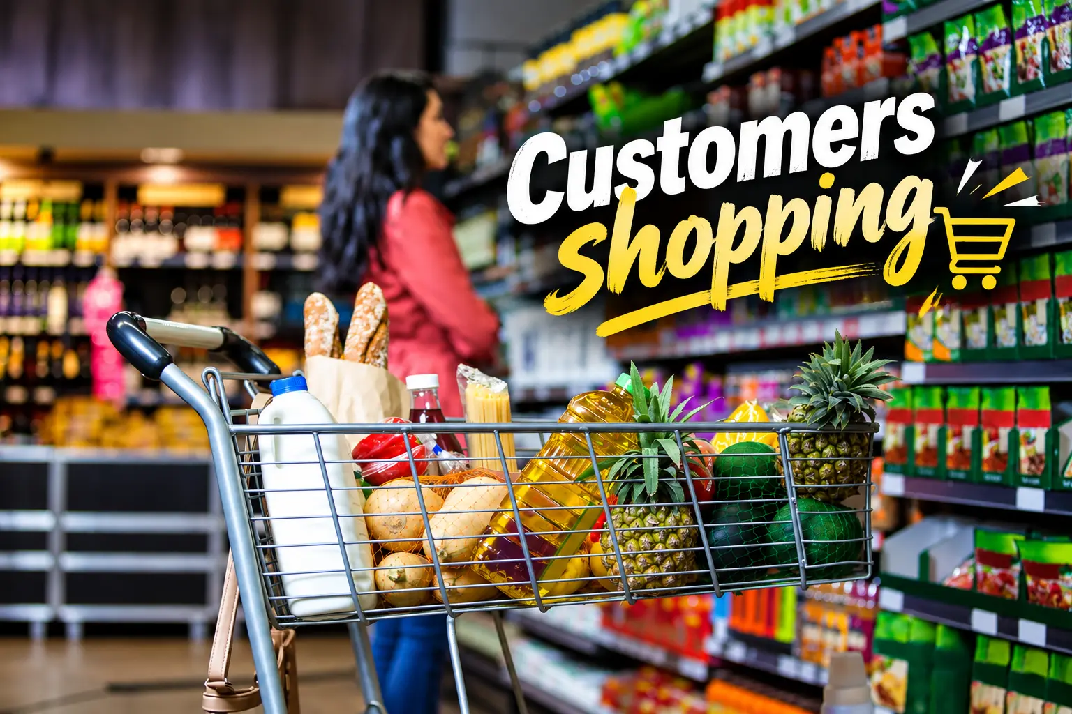 Customers shopping in a distribution store